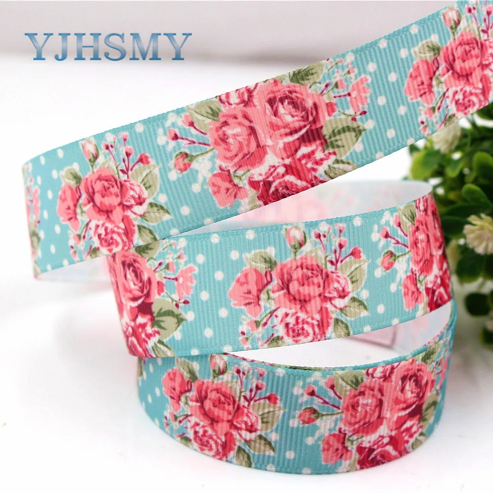 YJHSMY H 17523 941 10 ярдов 22 мм мультфильм цветок термопечать grosgrain Свадебные аксессуары