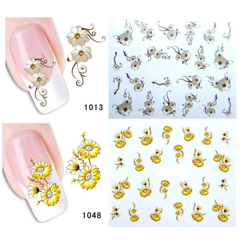 Bittb 2 шт. наклейка с цветком для ногтей изящное цветастое платье Nail Art Наклейки, водяной знак татуировки ногтей Наклейка Советы украшения инструменты для маникюра
