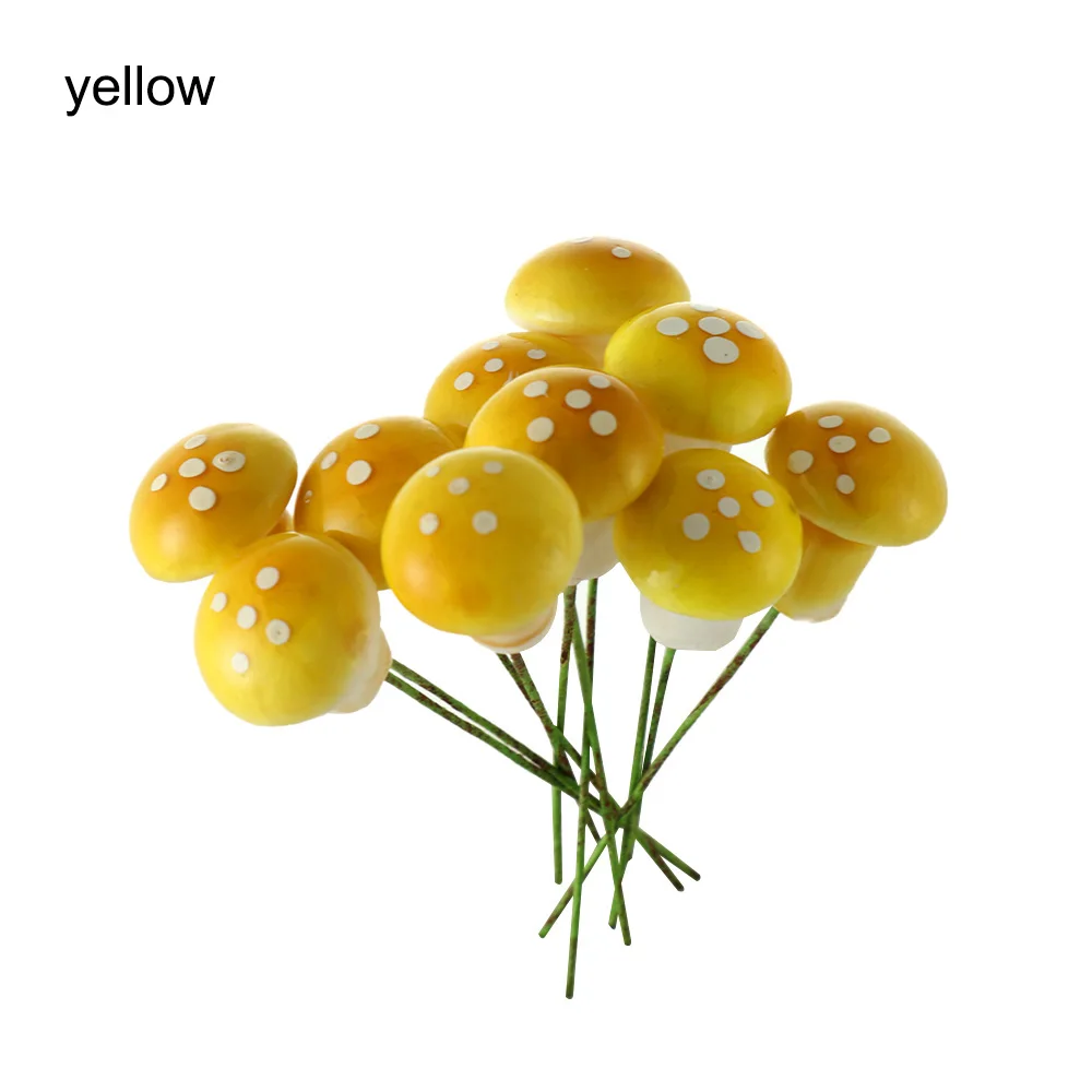 yellow 10/20 штук миниатюрные Искусственные Пены в горшках декор из растений мини-колонка в форме гриба Сделай Сам ремесленные украшения для домашнего сада Изделия из смолы мох украшения - Цвет: yellow