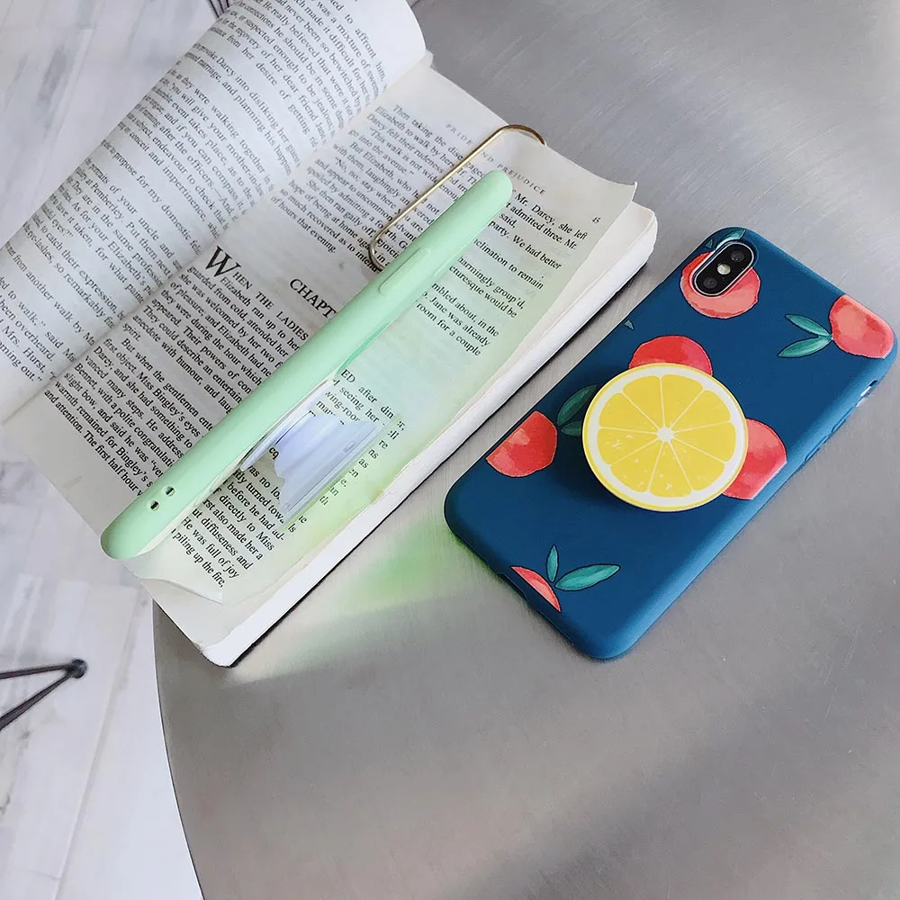 Силиконовый чехол с фруктовыми напитками для iPhone 7, 7 Plus, 6, 6splus, чехол из мягкого ТПУ, чехол с листьями и птицами для iPhone 8, 8 Plus, X, чехол с подушкой безопасности - Цвет: Бежевый
