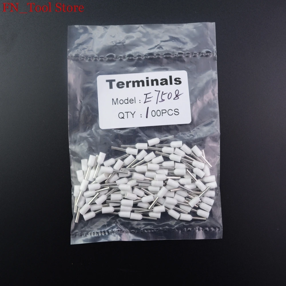 E7508 100 шт. изоляционные трубки изолированные клеммы 0.75mm2 кабель провода Разъем изоляции обжимной разъем - Цвет: Белый