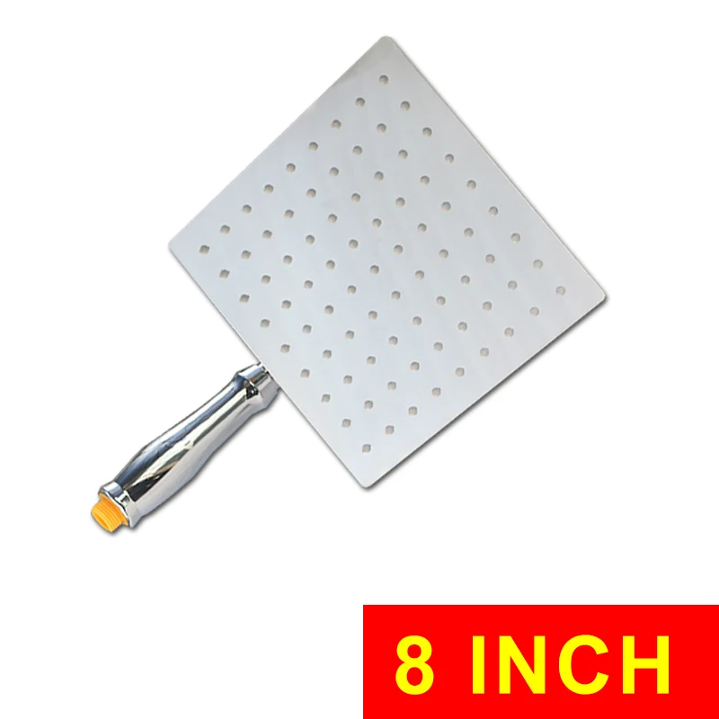Square 8 Inch Роскошная " дюймовая ультра-тонкая ручная душевая головка из нержавеющей стали, вращающаяся на 360 градусов, большое пространство для забора воды, Душ высокого давления - Цвет: Square 8 Inch