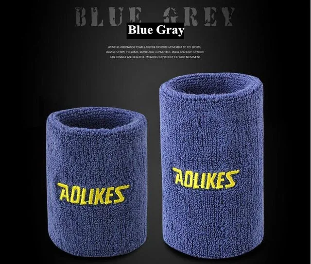 Blue Gray AOLIKES 1 шт. теннисная повязка на голову для спорта на открытом воздухе хлопок впитывает пот Теннис Запястье протирать пот полотенце спортивные наручные 12 цветов - Цвет: Blue Gray
