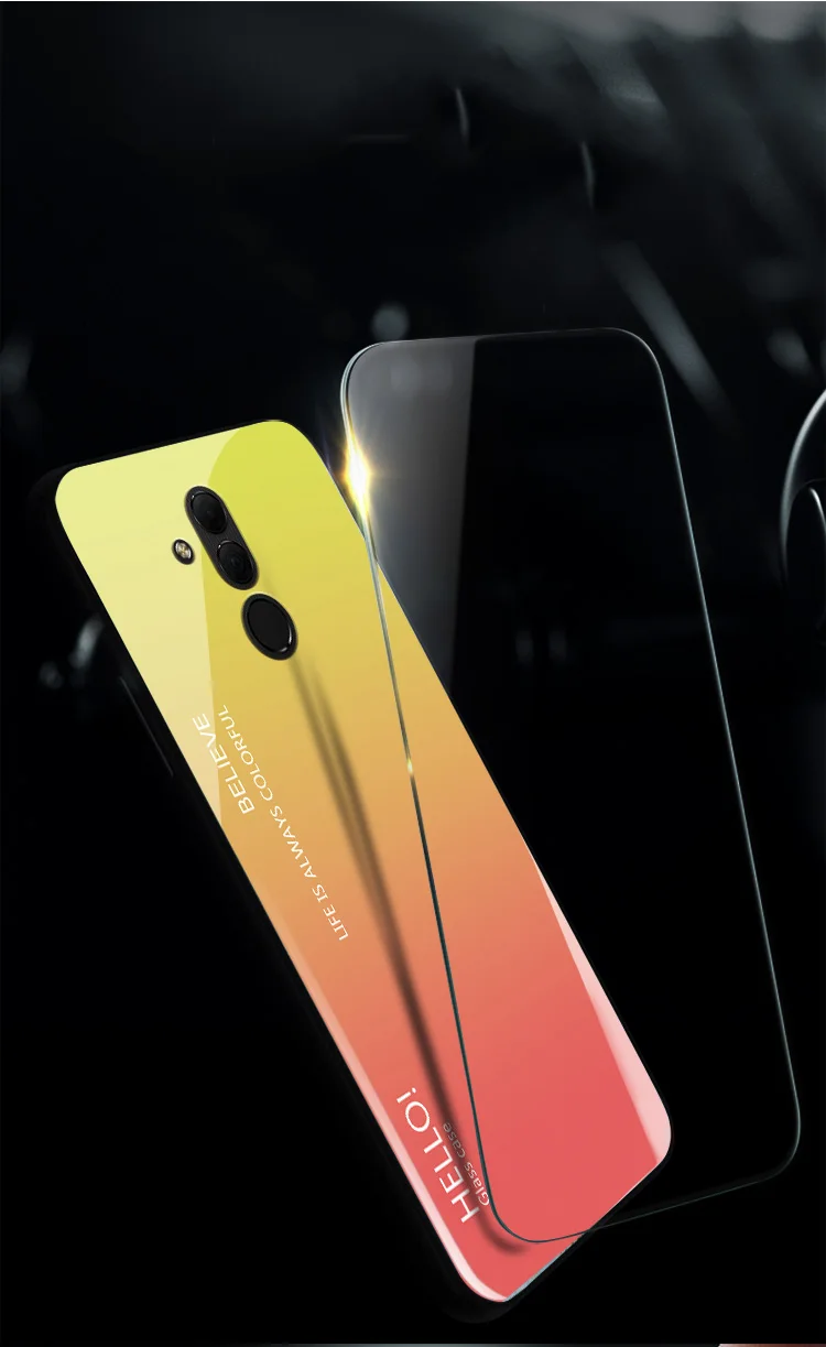 Mate 20 чехол Роскошный градиент закаленное стекло задняя крышка для huawei mate Lite Pro