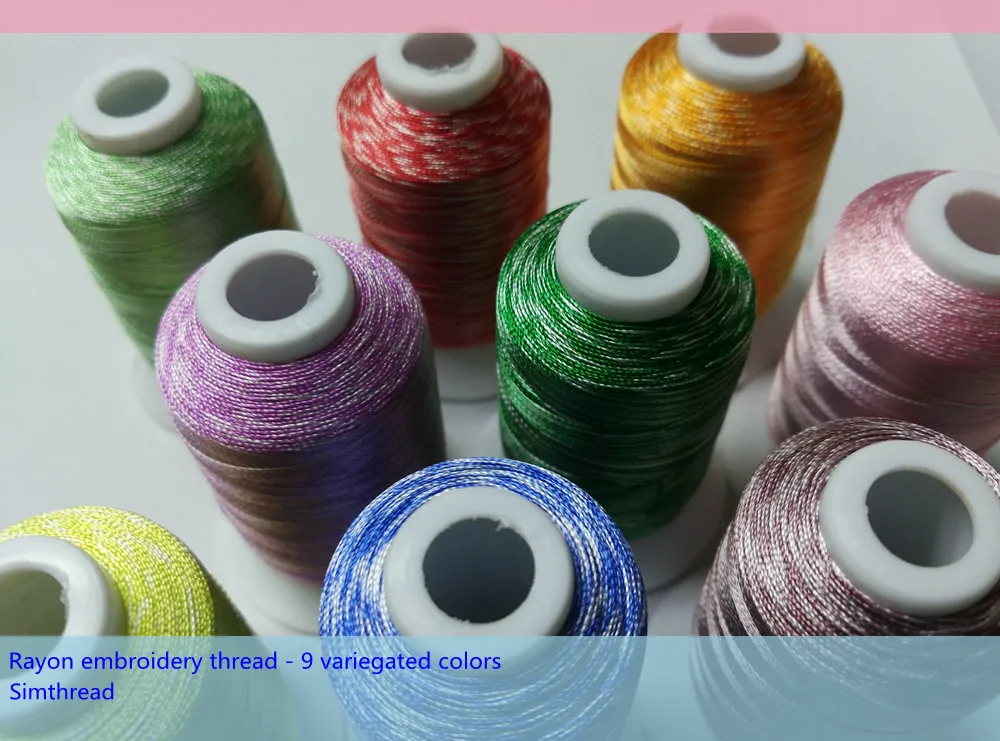 

Simthread Variegated Colors Rayon Viscose Machine Embroidery Thread Filament Dyeing Rayon Thread 500m *9 Colors,Best Deal