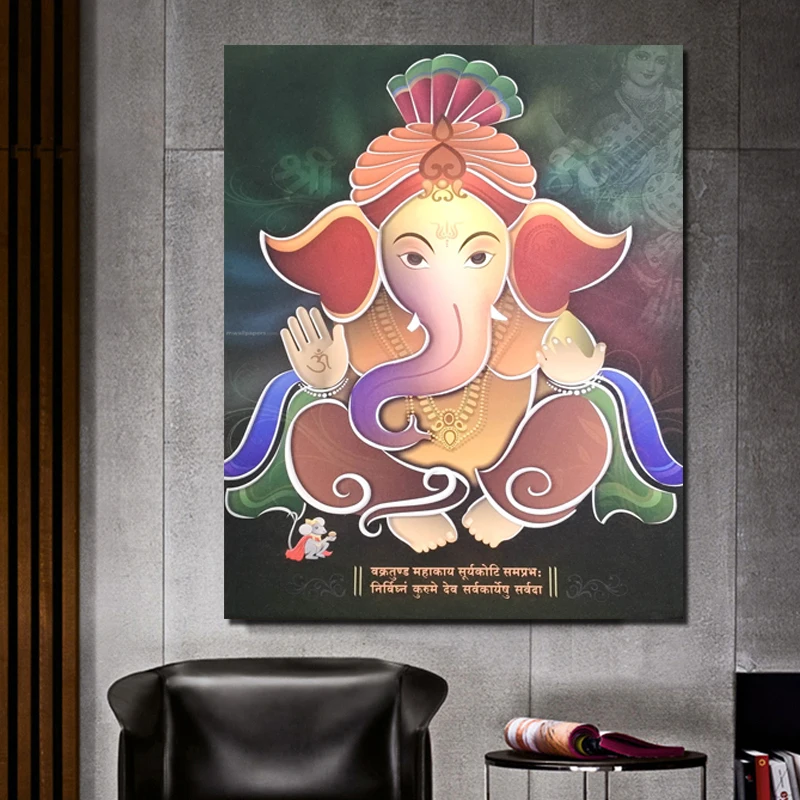 Настенные художественные плакаты и принты Ganesha живопись на холсте декоративное