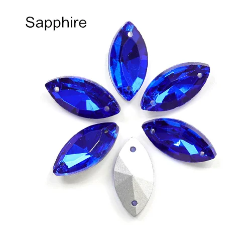 Sapphire Высококачественные цветные хрустальные стразы в виде конского глаза, пришитые сзади, стразы в виде листьев для свадебного платья B3676 - Цвет: Sapphire