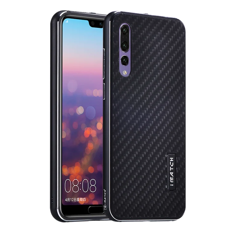 Чехол для huawei P20 Pro из алюминиевого металла+ чехол из настоящего углеродного волокна для huawei P20/P20 Pro, задняя крышка, роскошный жесткий защитный чехол - Цвет: full black