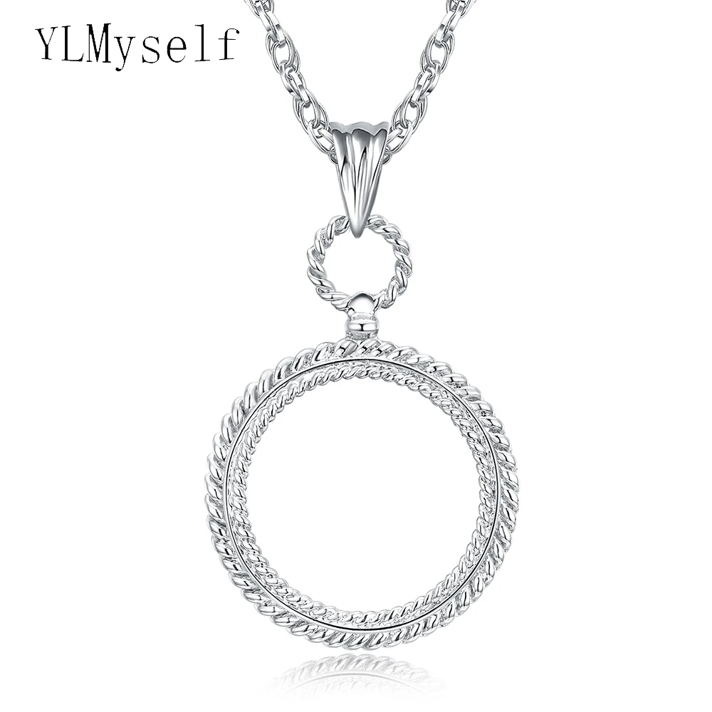 

New Round Long Rope Chain Magnifier Pendant Modern Design Gold/White Clor Fashion Magnifying Glass Necklace For Reading