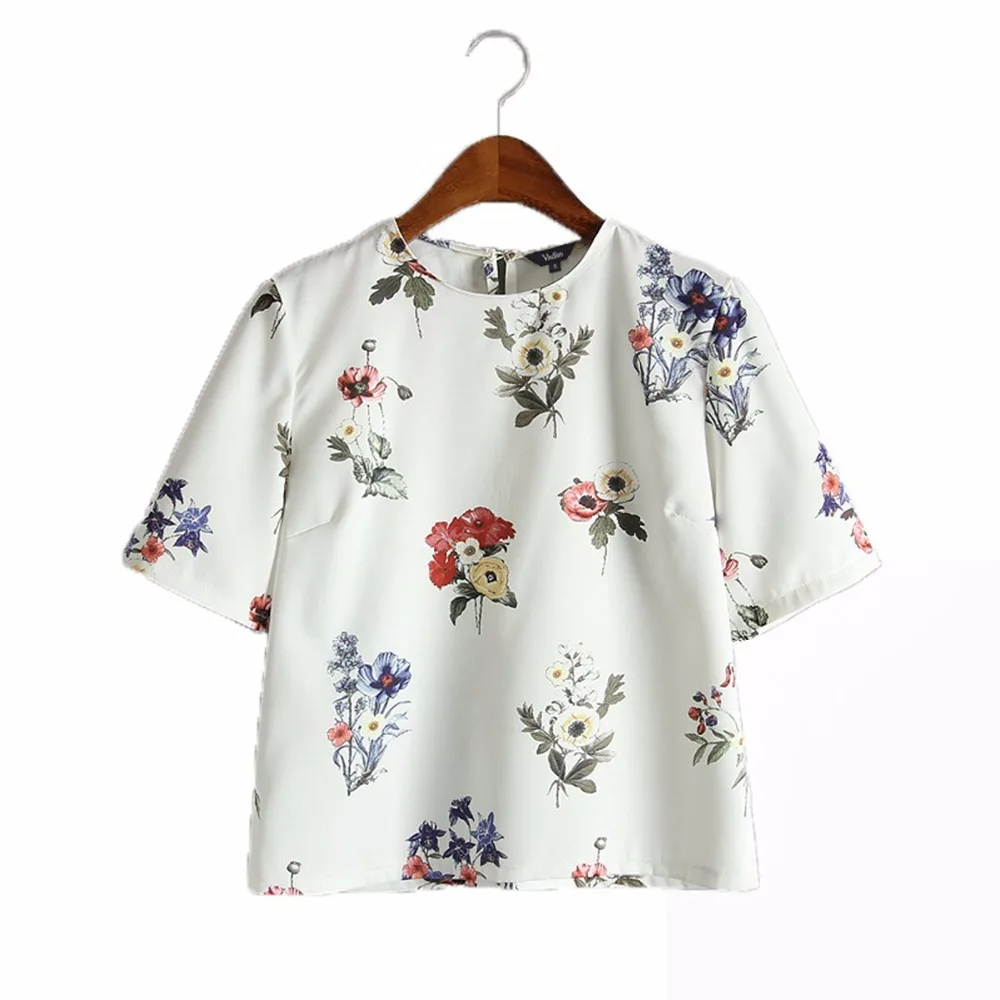 Рубашка женская с коротким рукавом и О-образным вырезом европейский стиль летняя