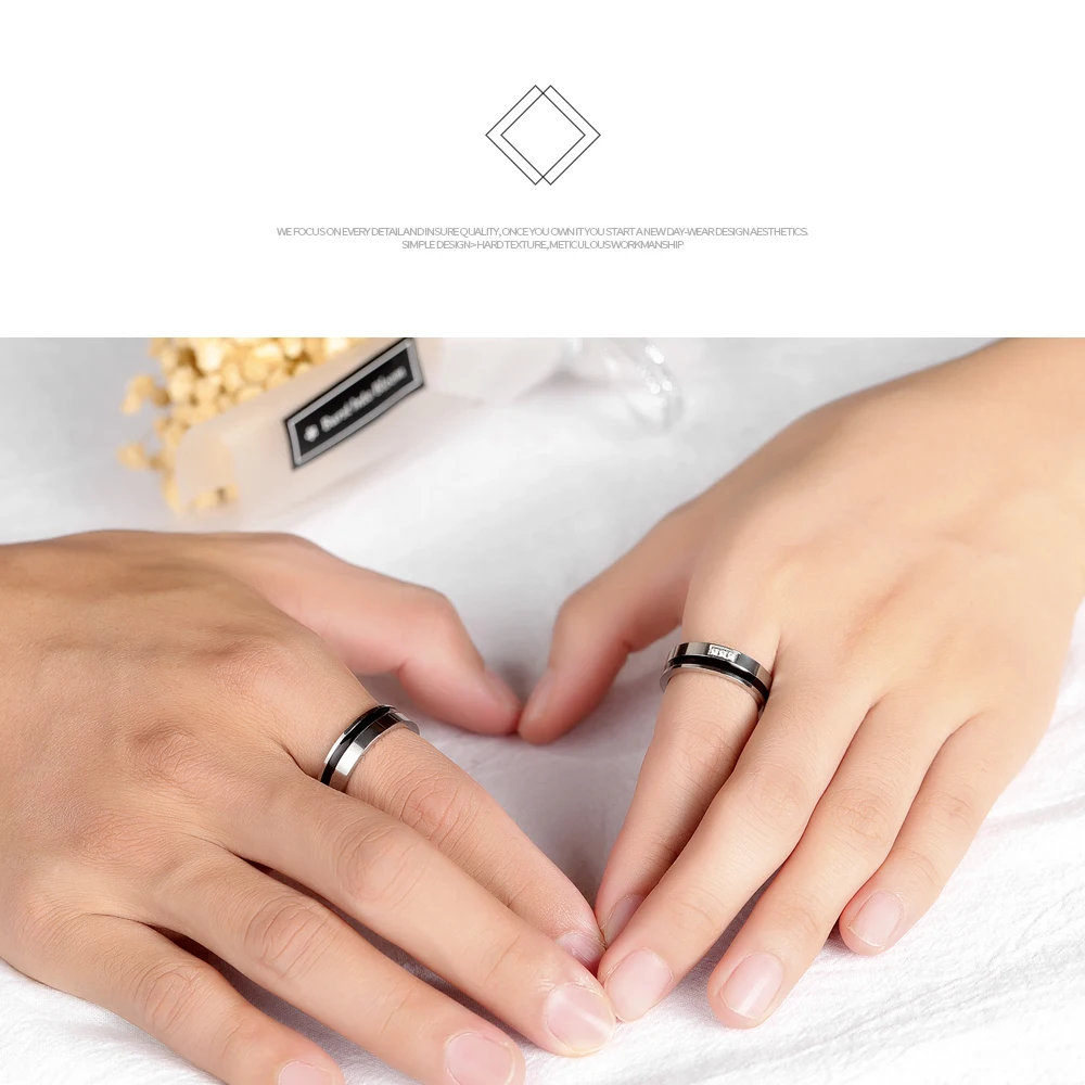 7 морей пары нержавеющая сталь кольца Простой Романтический стиль для женщин