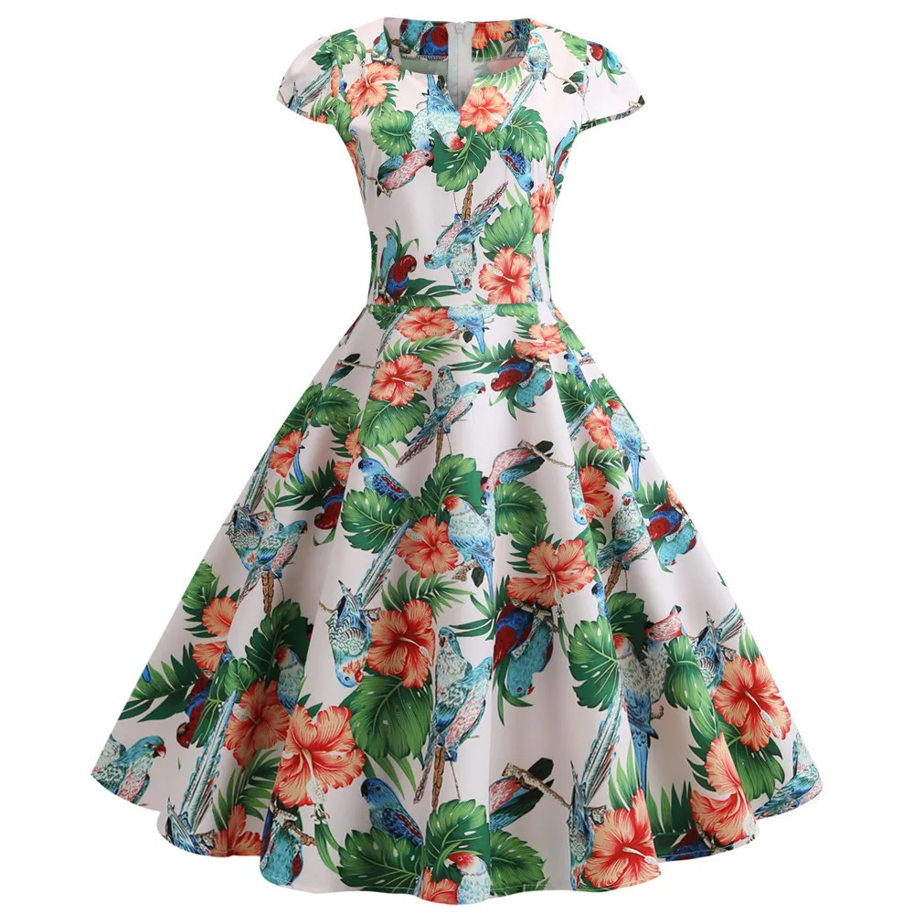 Женские вечерние платья с цветочным принтом красное короткое винтажное платье