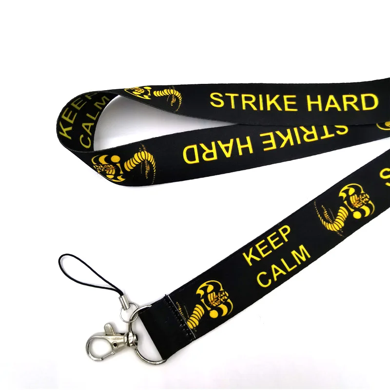 Cobra kai snake для мужчин, женщин и детей, ремешок для ключей на шею, ремешок для мобильного телефона, держатель для удостоверения личности, веревка, брелок для ключей, брелки для косплея