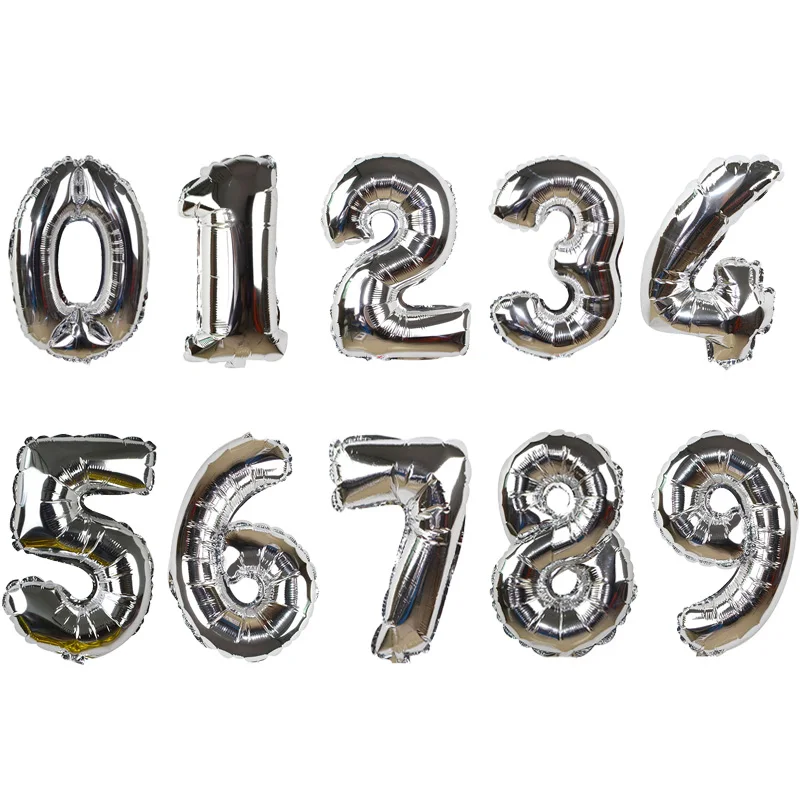 silver 10 цветов 32 дюйма 32 дюйма цифры шар День Рождения украшения Детские сувениры Рождественская вечеринка День рождения воздушные шары из фольги в виде цифр воздушный шар - Цвет: silver
