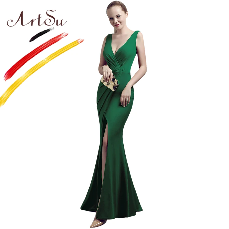 Женское вечернее платье до пола ArtSu элегантное фиолетовое длинное с высоким