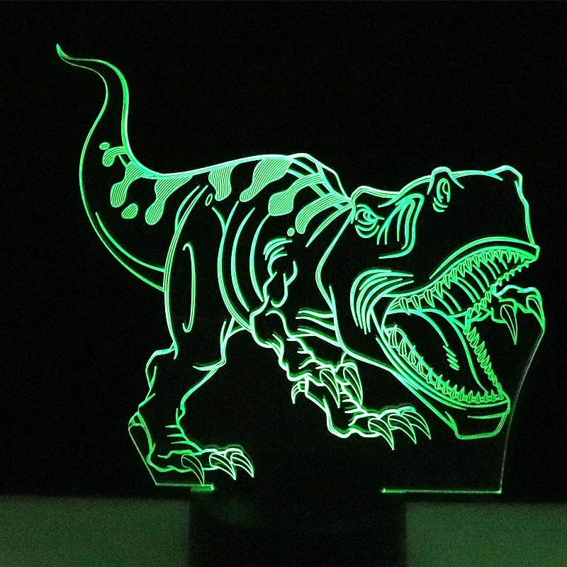 3D светодиодный ночник тираннозавр рекс динозавр с 7 цветами светильник для