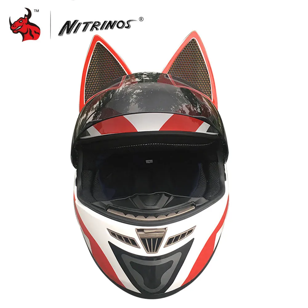 gray red NITRINOS мотоциклетный шлем для мужчин и женщин персональный Мото шлем Capacete De Moto белый анфас гоночные Шлемы Casco Moto - Цвет: gray red