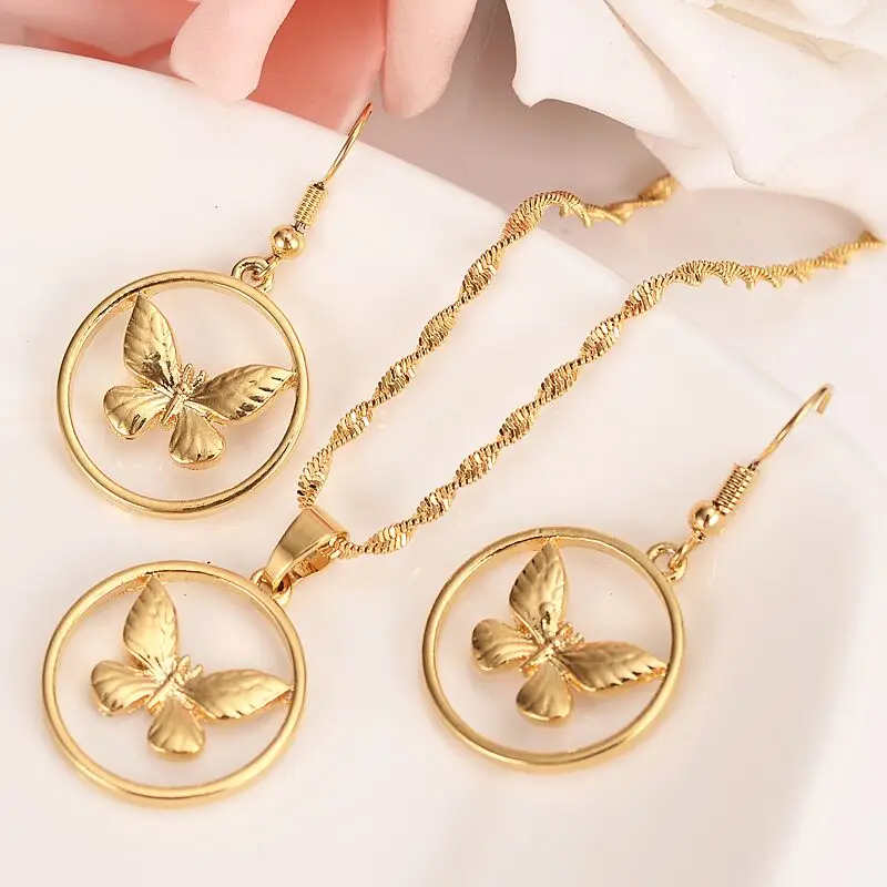 

PNG Butterfly Pendant Necklaces Jewelry for Women,Papua New Guinea Solid Gold GF Jewellery National Itmes