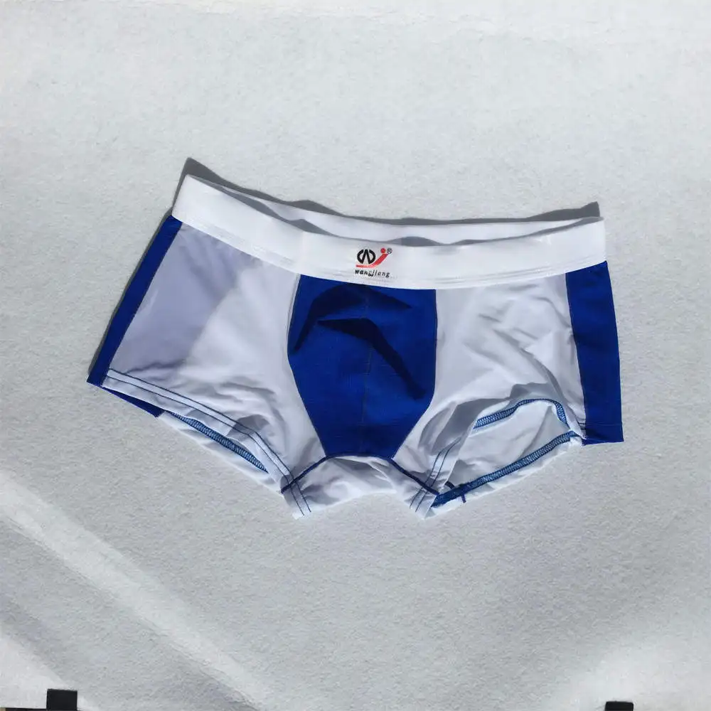 Нижнее белье, мужские боксеры, шорты, Cueca, сексуальные, ледяной шелк, Слип, для геев, мужское нижнее белье, U выпуклый мешок, трусы, спандекс, пэчворк, боксеры, дышащие - Цвет: white