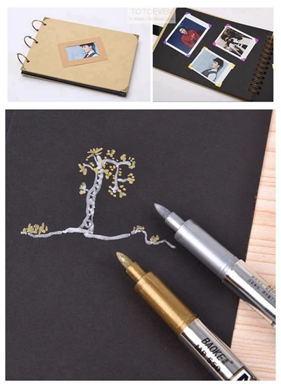 style 3 with 2 pens 30 листов 21 см X 15 см Свадебная Гостевая книга из крафт-бумаги записная книжка DIY Фотоальбом скрапбук обручальное свадебное украшение - Цвет: style 3 with 2 pens