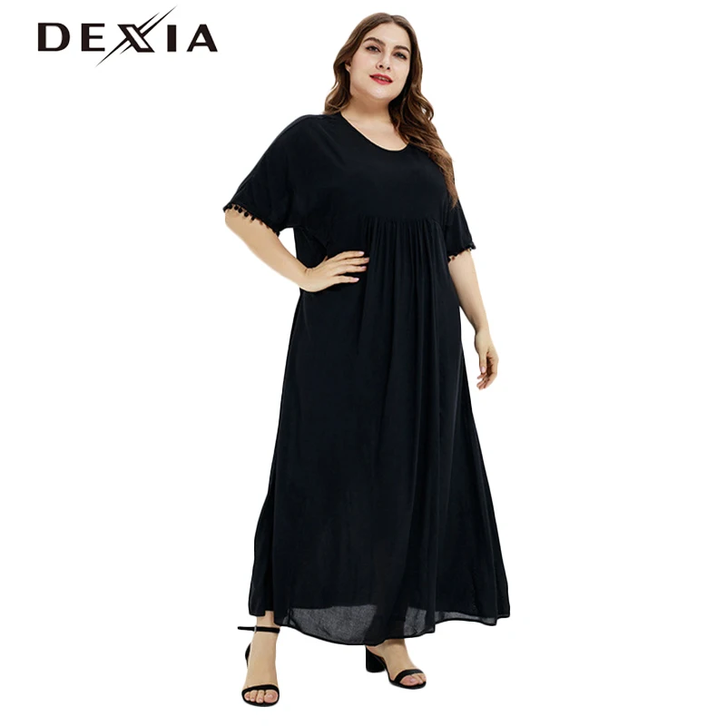 DEXIA/летнее богемное женское платье с кисточками больших размеров 3XL коротким