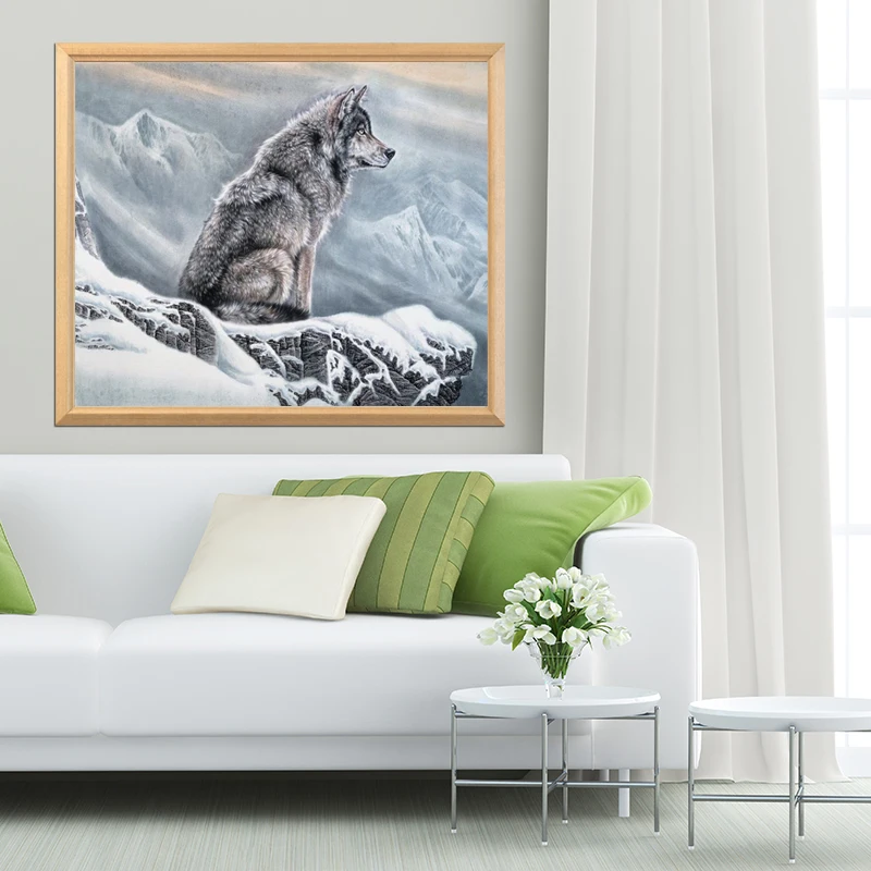 OUYIJIA Wolf Ink And Wash Painting Styl 5D DIY Diamond Full Square Embroidery Picture Of Rhinestones Mosaic | Дом и сад