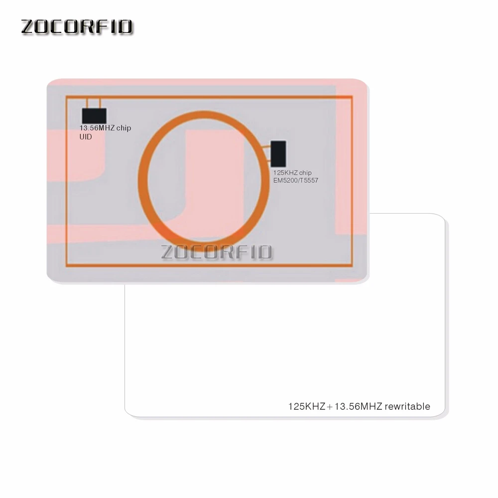 10 шт. двойной чип Частота RFID 13 56 МГц 1K UID и T5577 125 кГц ID пустая карта читаемая
