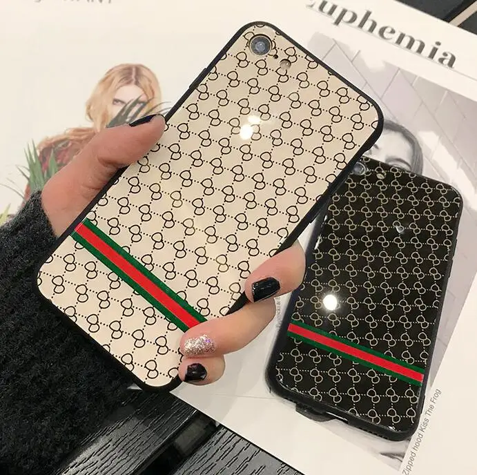 Luxury Brand Tempered Glass Case for iPhone X XS Max 8 7 Plus Shockproof Hard Mirror Vintage Phone Cover For iphone 6 S 6S 7Plus |