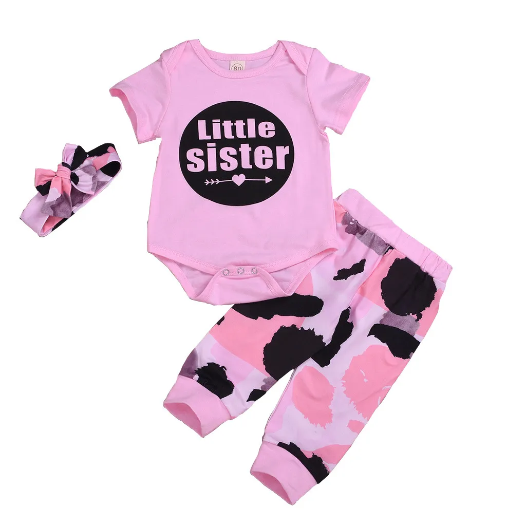 Комплект из 3 предметов для новорожденных девочек розовый комбинезон с короткими