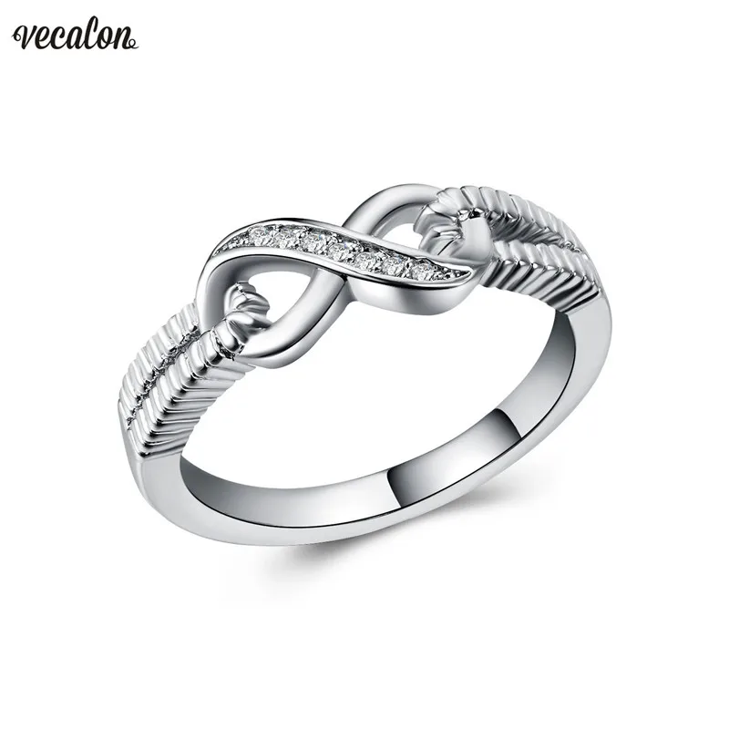 Vecalon Бесконечность кольцо серебро 925 AAAAA Cz Бесконечная любовь Обручение
