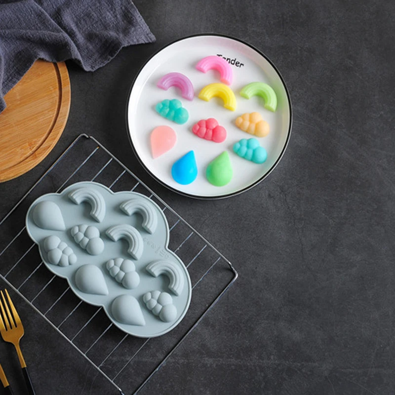 E-doo Rainbow Cloud Silicone Ice Cube Tray Candy Chocolate Mold for Freezer Baking Sugar Craft Cake Decoration | Дом и сад
