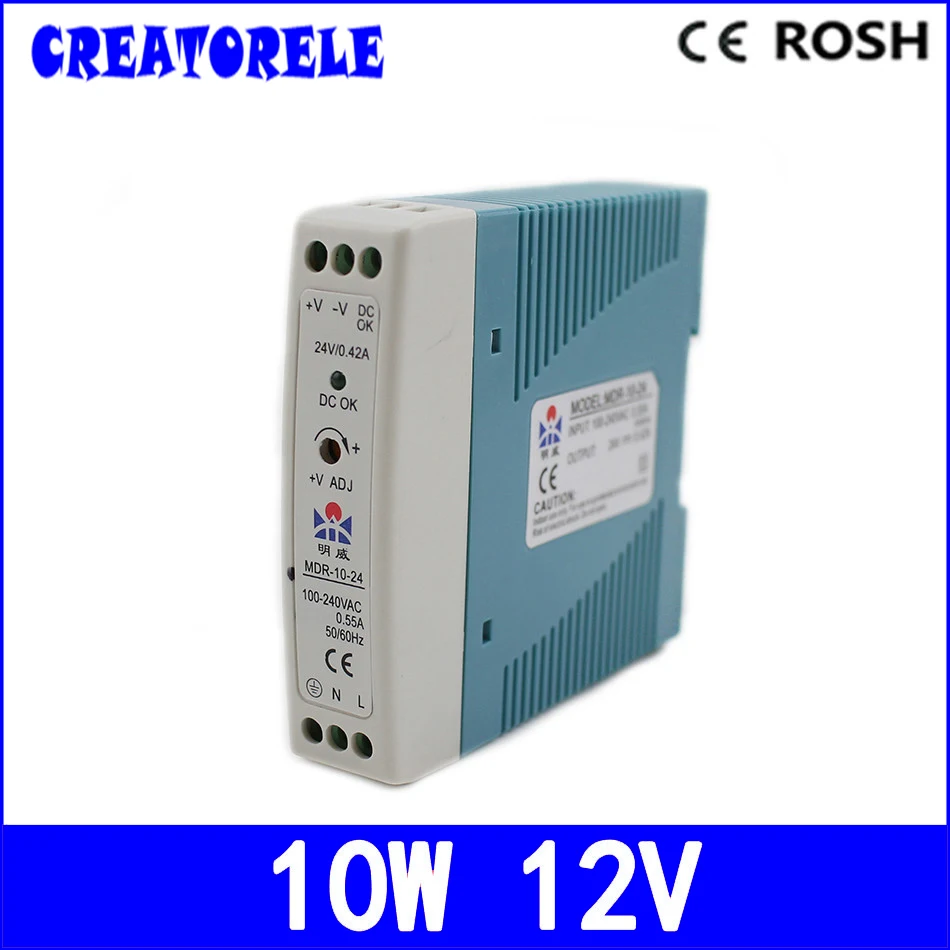 Ac в dc Mdr 10 12 singIe выход Din RaiI Вт 0.84a мини драйвер Ied Источник переключения питания suppIy