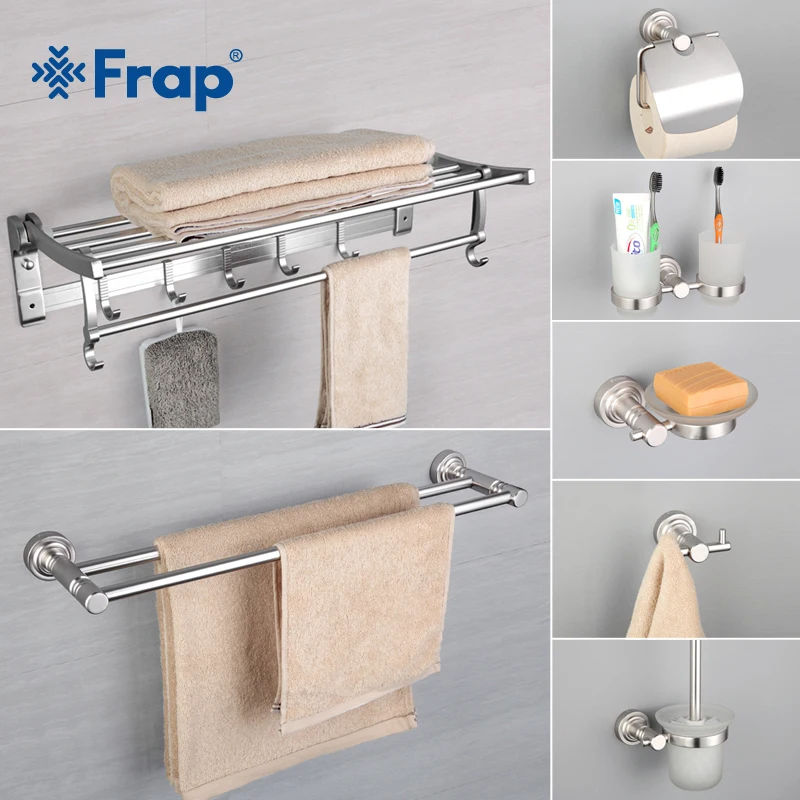 Frap 7 шт. аксессуары для ванной комнаты алюминиевый держатель чашки стеклянные