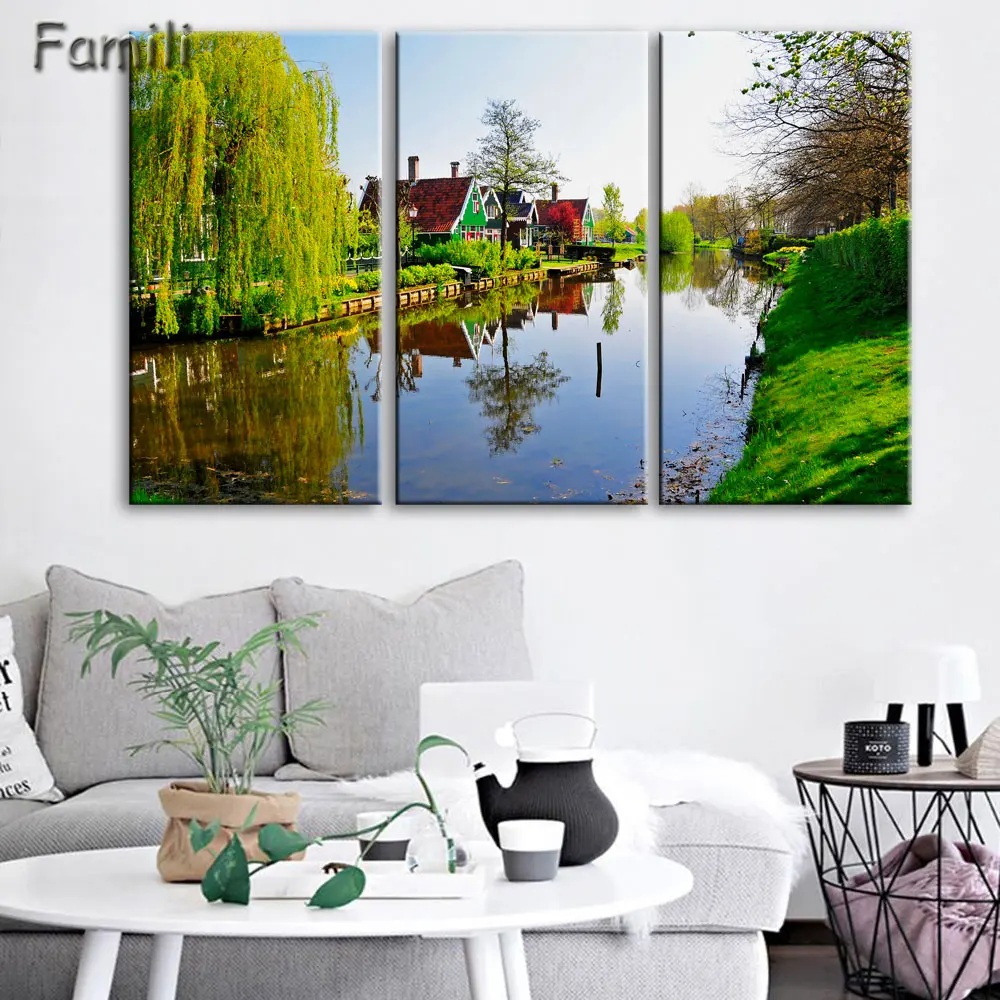 Home Decor UnFramed Modern HD Printed Canvas Painting 3 Pieces Wall Art Pictures Netherlands City Streetscape Poster PENGDA/post | Дом и сад
