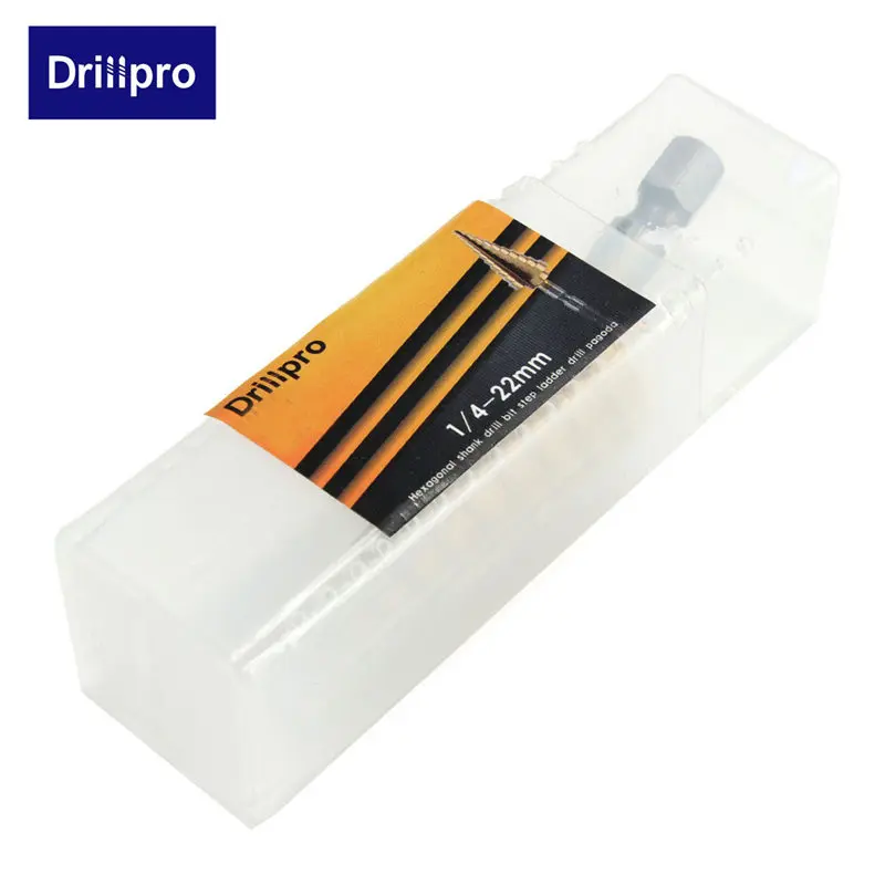 Drillpro 1 шт. шестигранное титановое ступенчатое конусное сверло для сверления отверстий 4-22 мм HSS 4241 для сверления листового металла Деревообрабатывающие инструменты