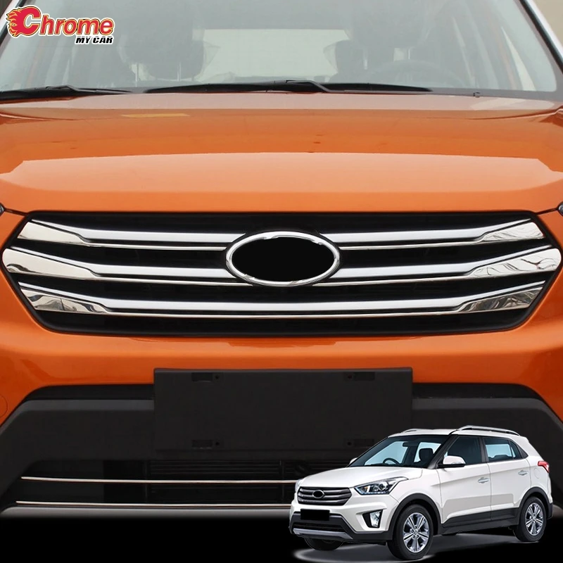 Для hyundai Creta IX25 Хромированная передняя Центральная сетка решетка гриль накладка литье украшение автомобиля Стайлинг