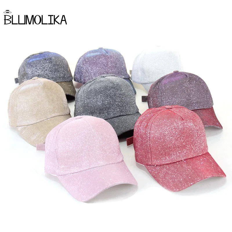 Модная весенняя шляпа для мужчин и женщин 6 панельные бейсбольные кепки регулируемые шляпы с пайетками