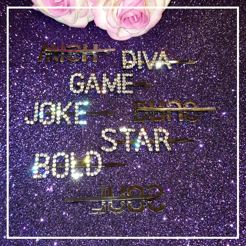 Уникальные аксессуары для волос заколки пряжки с блестящими буквами стильных