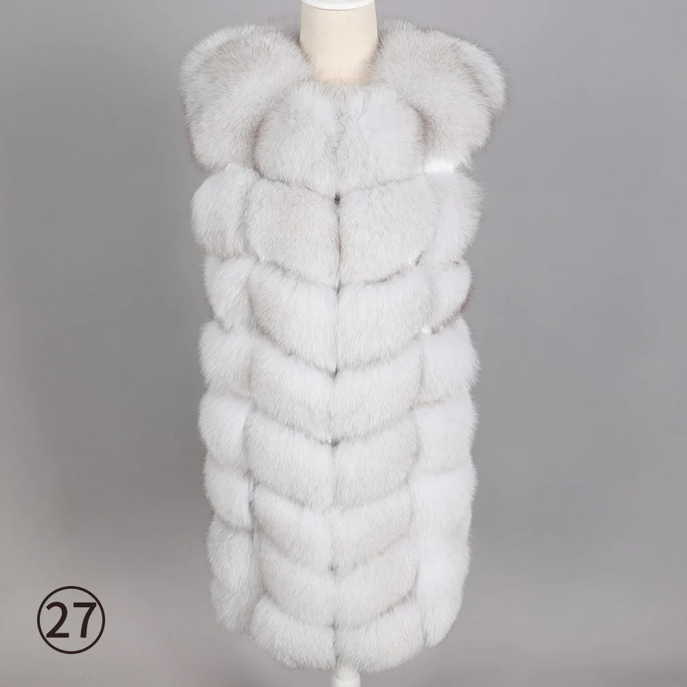 long 88cm-27 Maomaokong, жилет из лисьего меха для женщин, натуральное цельное пальто из лисьего меха 90 см, Длинная зимняя меховая куртка, жилет размера плюс 4XL - Цвет: long 88cm-27