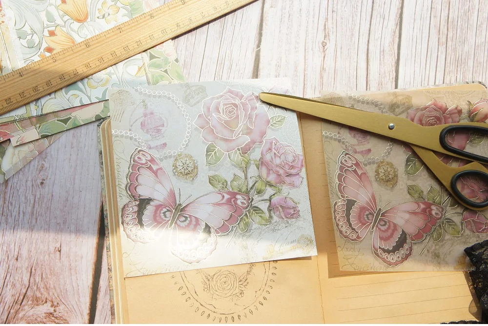 15 листов DIY 15 Стиль 13*13 см Золотой классический сад бабочка Роза пион дизайн крафт бумага Скрапбукинг креативная бумага подарок использование