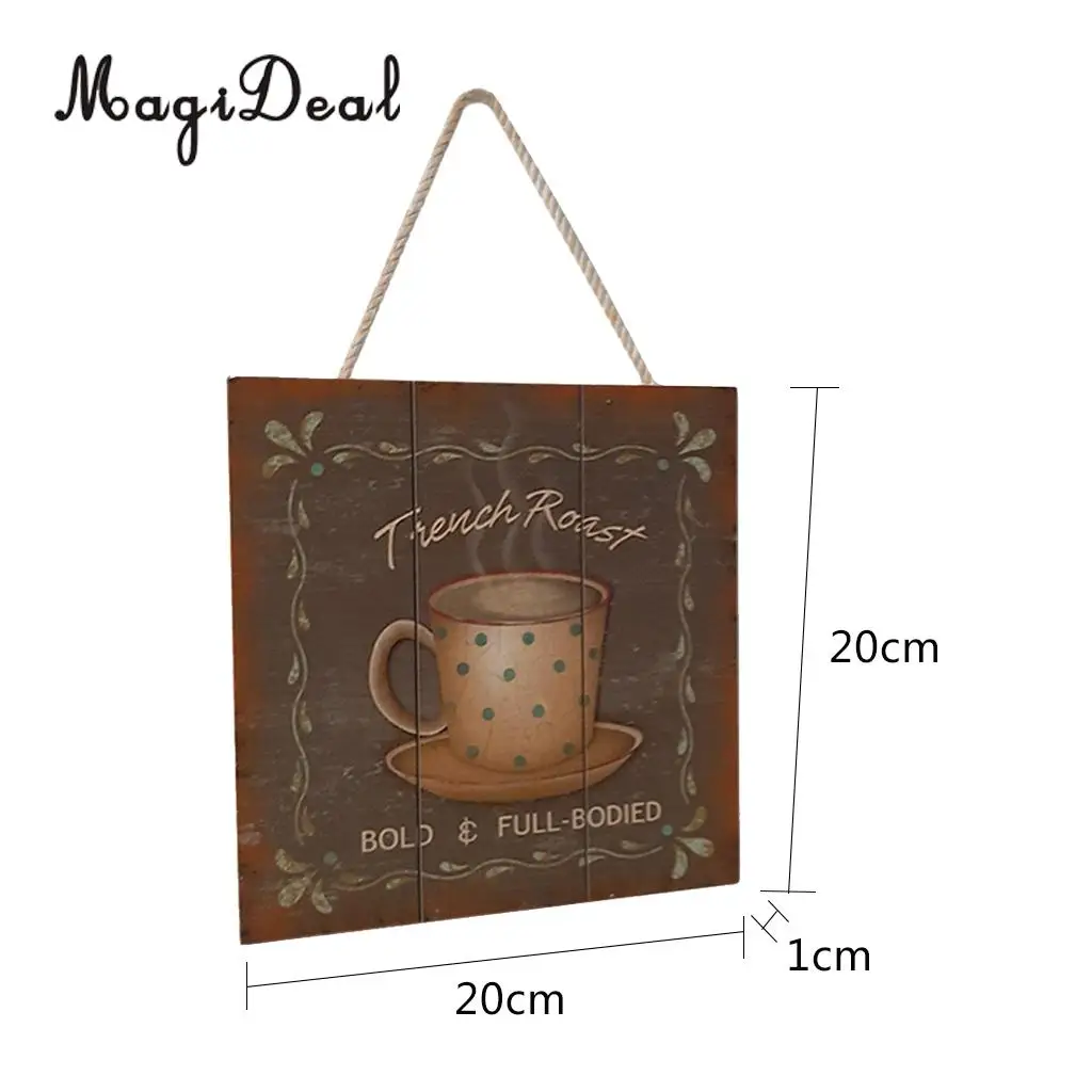 20x20 см потертая шикарная твердая древесина кофе знак табличка для кафе бар