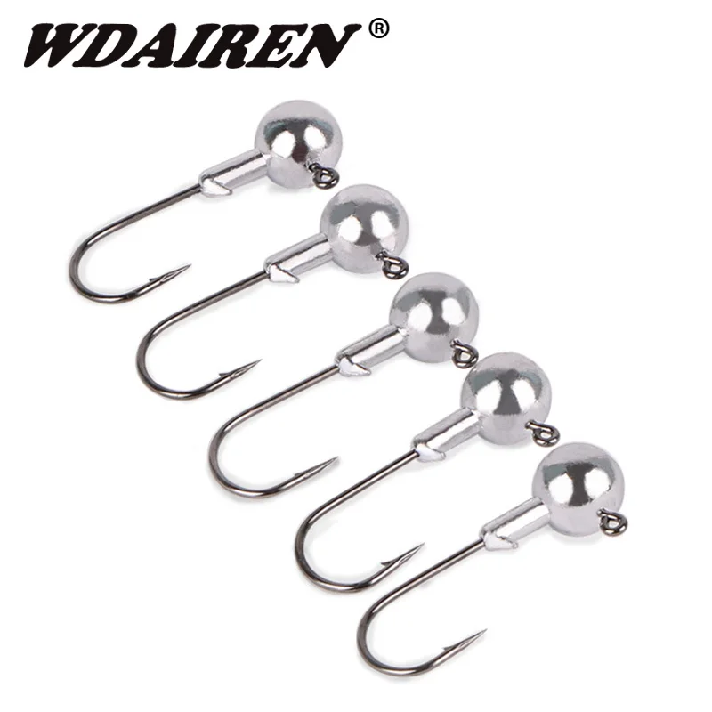 

5PCS Lead Jig Head Fishing Hook Carbon Steel Fishhook For Soft Worm Lure 3.5g-14g Barbed Carp Fishing Hooks Fishing Accessorie