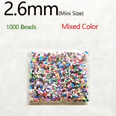 2.6m Mxied 1000 Bead 1000 Смешанные Цвета 2,6 мм/3 мм/5 мм бисер мини-Хама EVA ручной работы мультфильмы материал DIY любовник предохранитель/Хама/Perler бисер Opp мешок - Цвет: 2.6m Mxied 1000 Bead