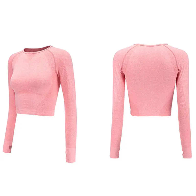 Для женщин Energy Seamless Йога рубашки Спорт Фитнес укороченные топы одежда с длинным - Фото №1