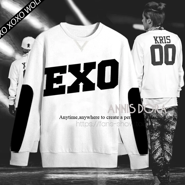 KPOP EXO SBS белый LUHAN TAO KAI KRIS BAEKHYUN CHANYEOL CHEN SOHU SEHUN XIUMIN слой DO имя цифры пуловеры свитер |
