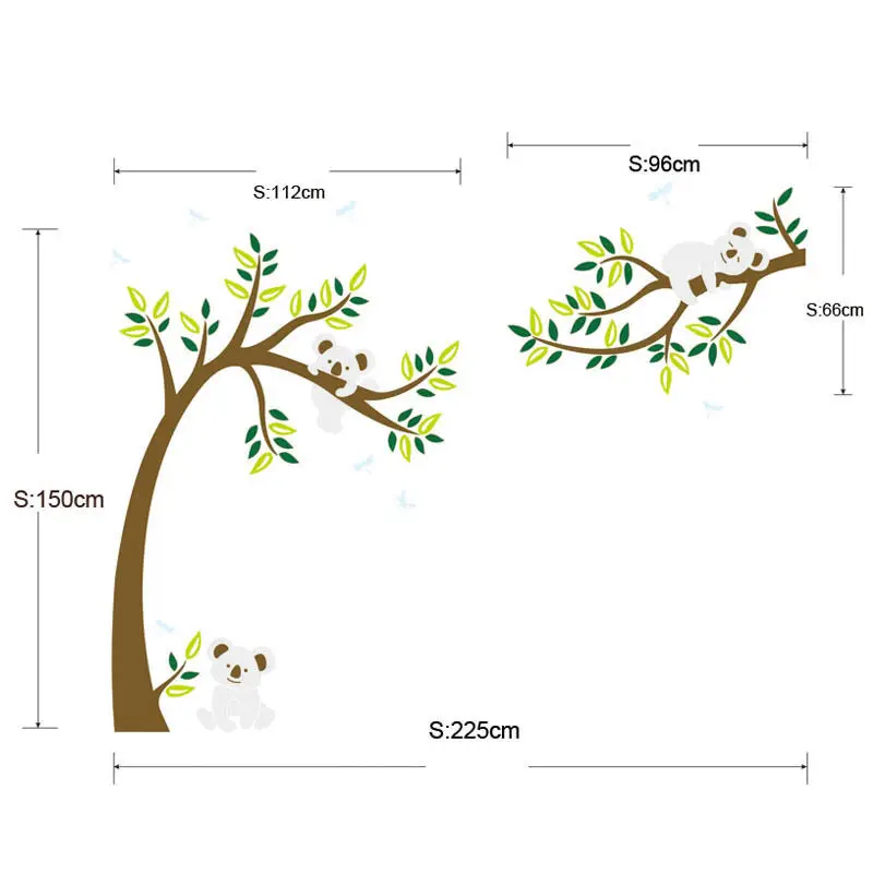 Съемный ПВХ Koalas дерево Большой Настенный стикер наклейка персонализированные