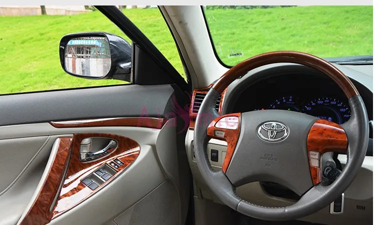 Аксессуары для Toyota Camry 2006-2011 межкомнатный Деревянный Цветной дверной держатель планки Панель рамка Комплект накладка покрытие для автомобиля Стайлинг