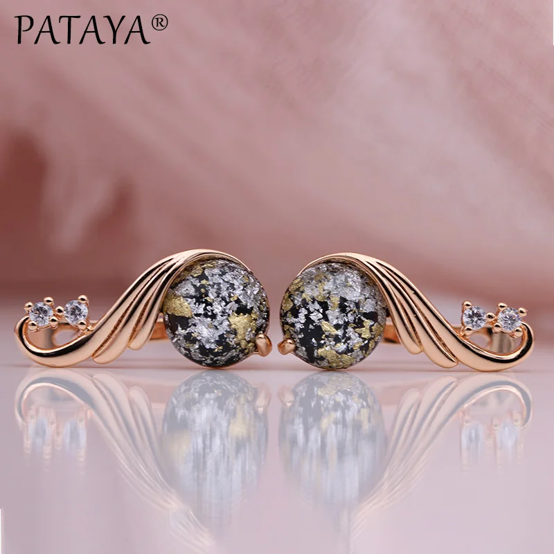 PATAYA, новинка, красочные Кристальные серьги-капли в виде пещеры оникса, 585, розовое золото, белый натуральный циркон, длинные серьги для женщин, роскошные модные ювелирные изделия