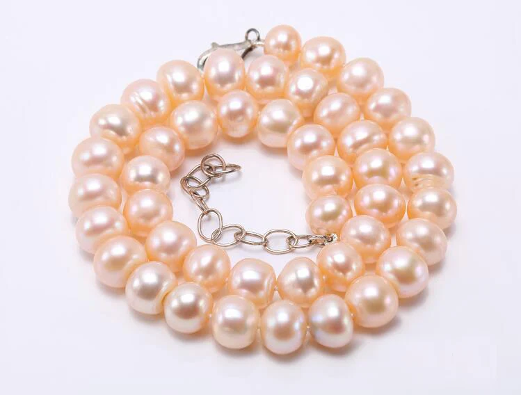 

Women Jewelry natural pearl 9-11mm pink freshwater pearl handmade necklace gift 43cm 17''