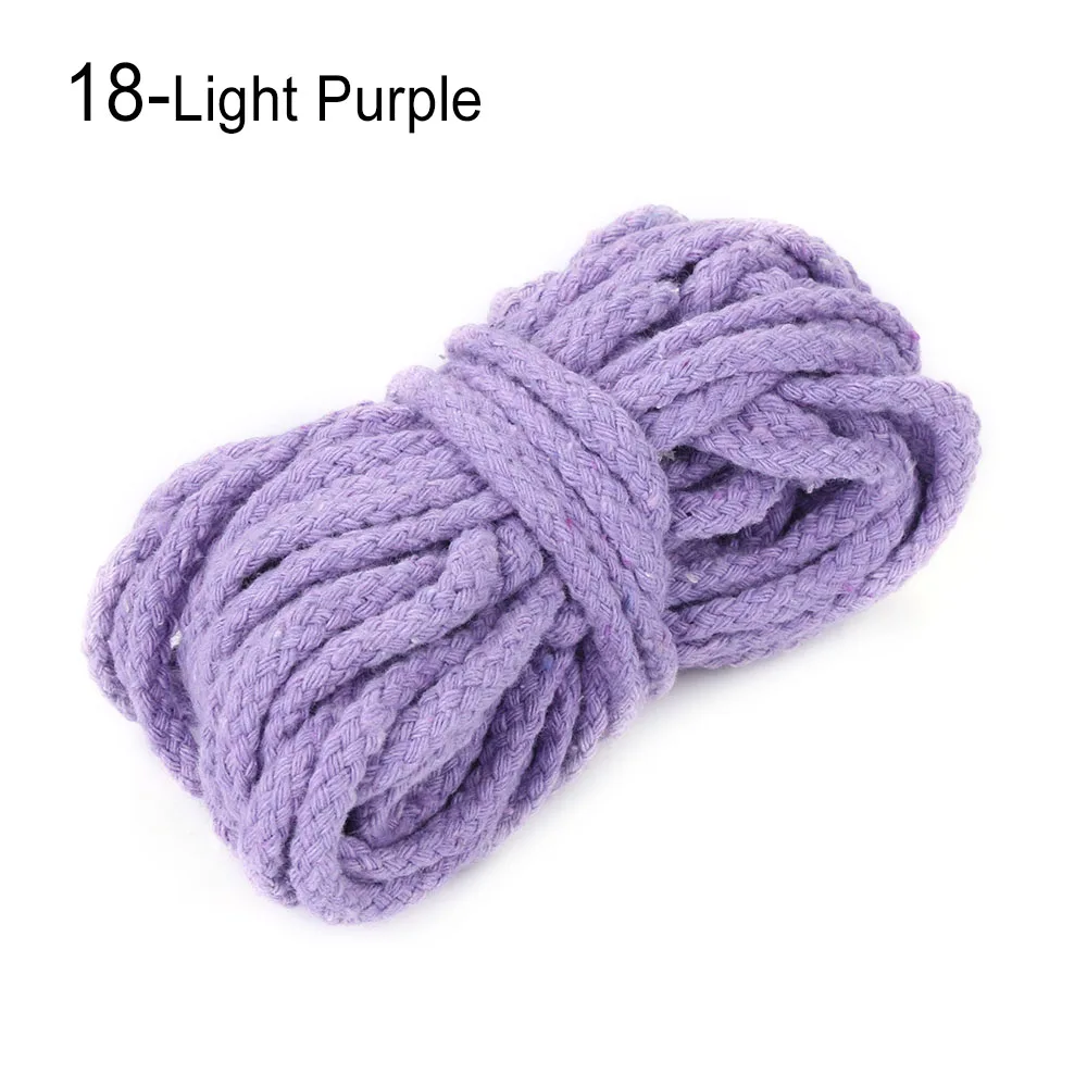 light purple 10 м/рулон хлопковой веревки, декоративный скрученный шнур для украшения ручной работы, шнурок для самостоятельного изготовления, шнурок, цветные нити - Цвет: light purple